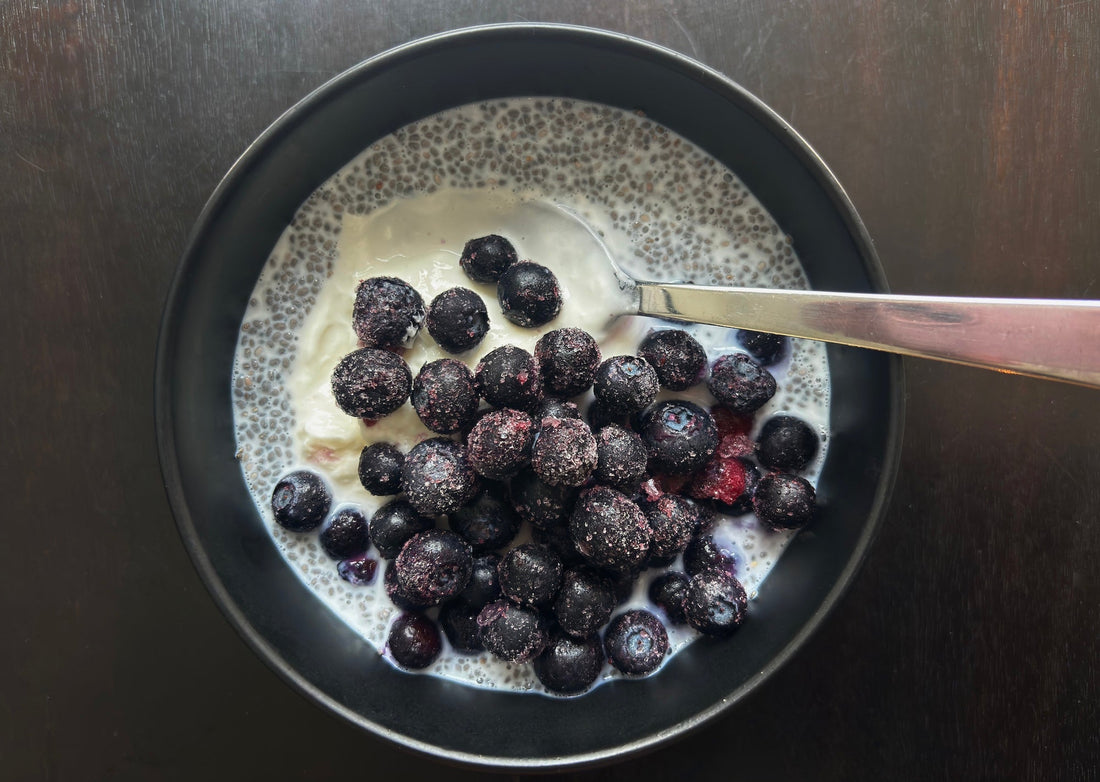 Frosted Blueberry Vanilla Chia Pudding