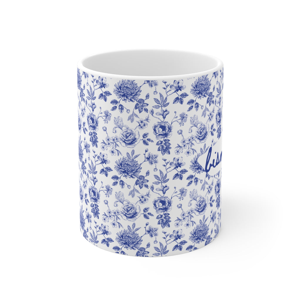 Bismillah Floral Mug | Islamic Aesthetic Mug | Muslim Gift for Her | Handmade Ceramic Blue