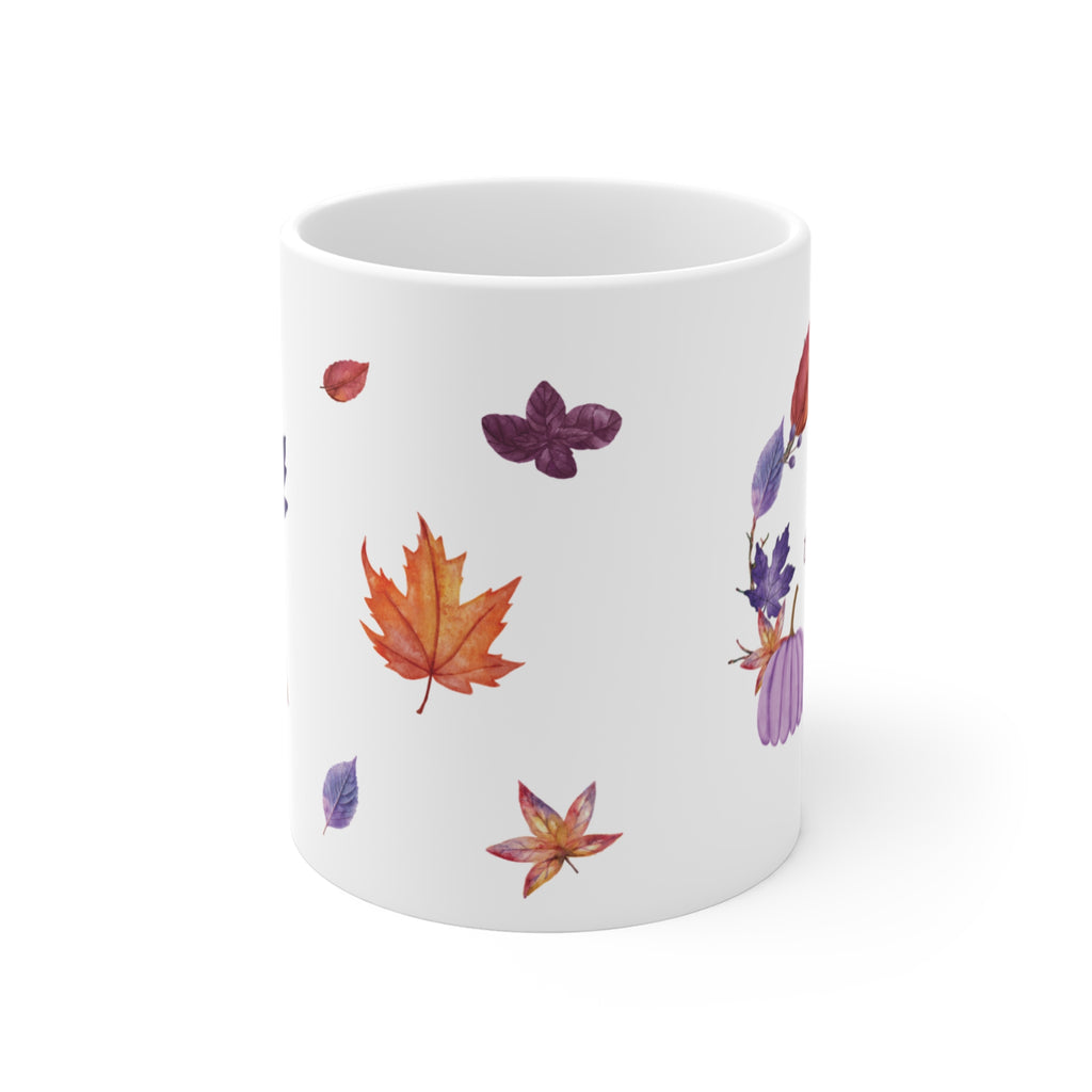 Thankful Autumn Leaves Mug | Purple Pumpkin Fall Coffee Mug
