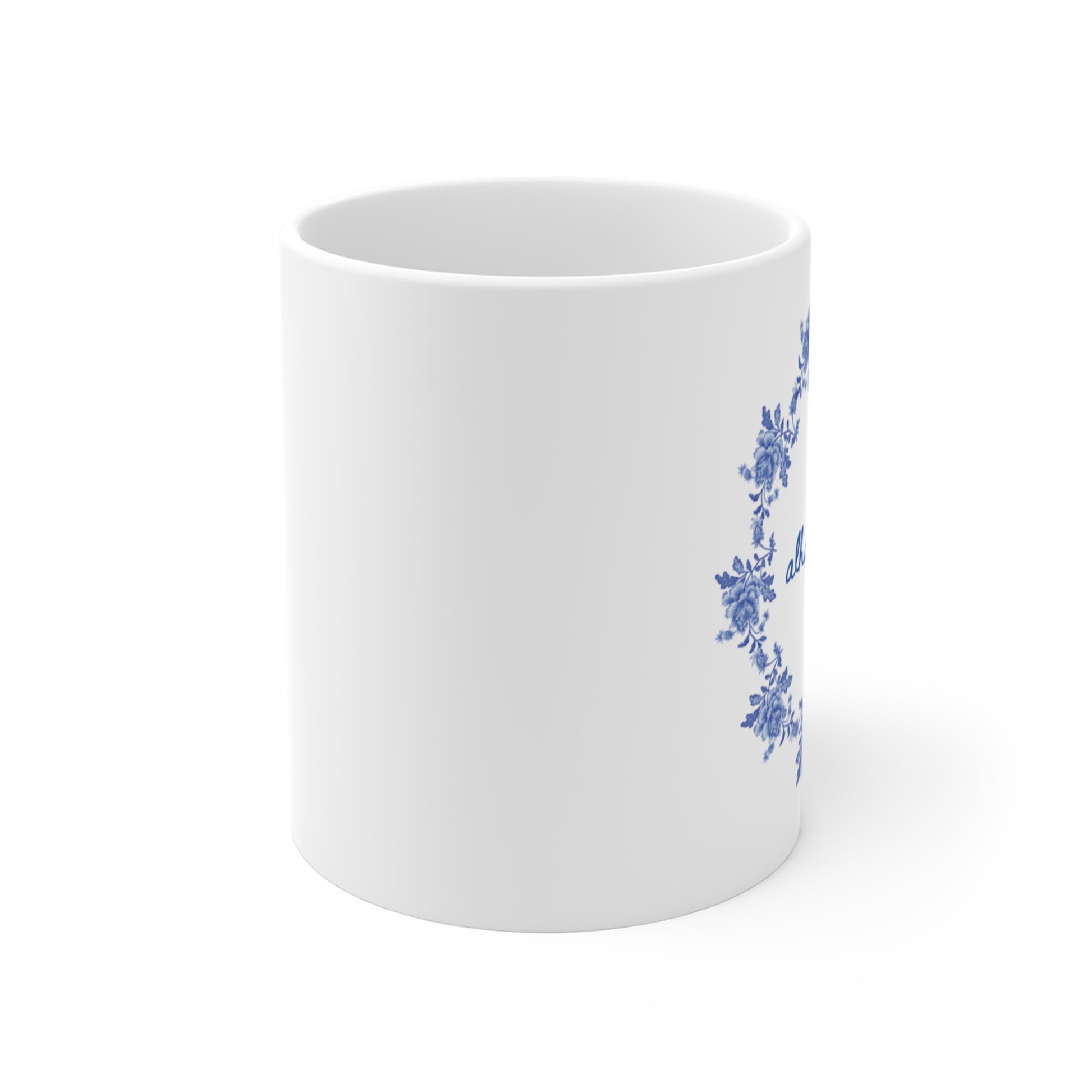 Alhamdulillah Mug Blue | Islamic Floral Mug | Muslim Gift for Her | Handmade Ceramic Mug