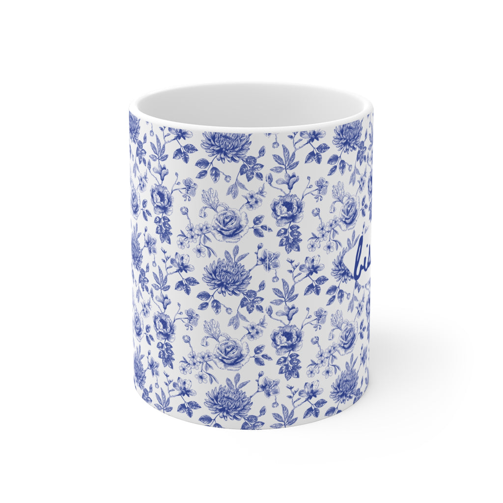 Bismillah Floral Mug | Islamic Aesthetic Mug | Muslim Gift for Her | Ceramic Blue