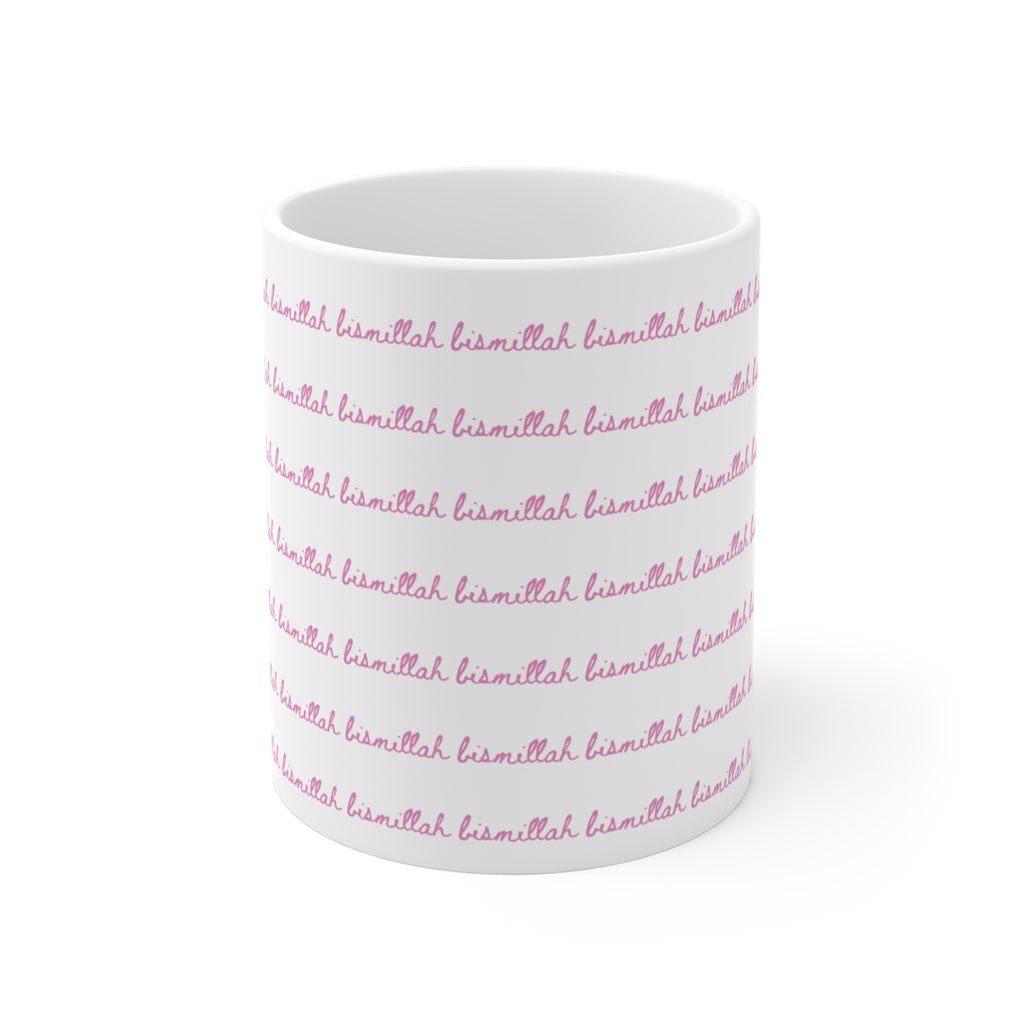 Bismillah Mug Pink | Islamic Gift for Muslim Women | Handmade Ceramic Coffee Mug