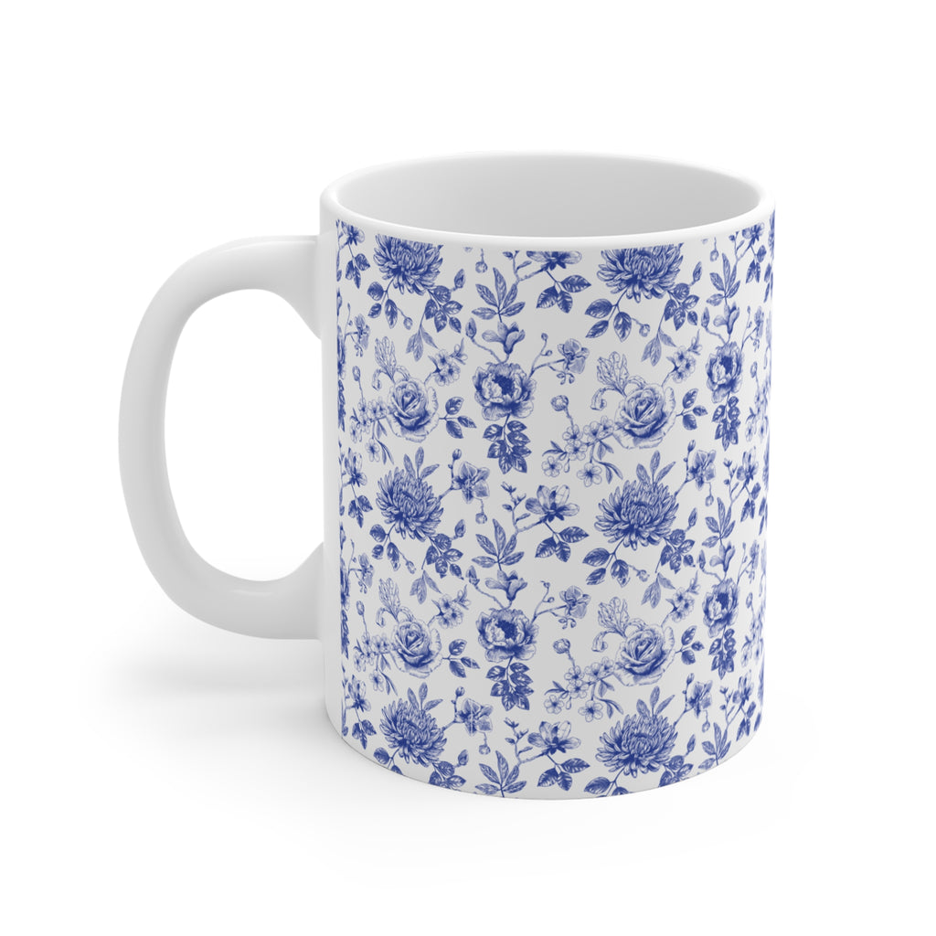 Bismillah Floral Mug | Islamic Aesthetic Mug | Muslim Gift for Her | Ceramic Blue