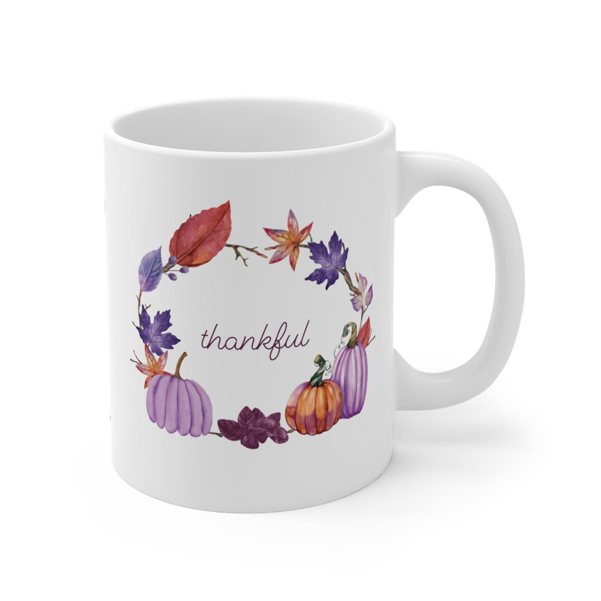 Thankful Autumn Leaves Mug | Purple Pumpkin Fall Coffee Mug